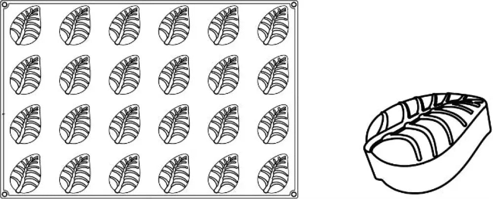 STAMPO PAVOFLEX IN SILICONE FOGLIA 600 X 400 MM - 24 IMPRONTE 86 X 56 X H 38 MM - VOL.105 ML - PX055 - PAVONI ITALIA