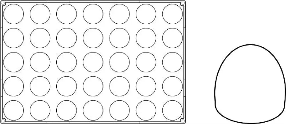 STAMPO PAVOFLEX IN SILICONE KUPOLA 600 X 400 MM - 35 IMPRONTE Ø 60 X H 58 MM - VOL.110 ML - PX065 - PAVONI ITALIA