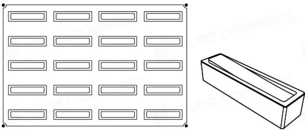 STAMPO PAVOFLEX IN SILICONE LIBRA 600 X 400 MM - 20 IMPRONTE 120 X 30 X H 35 MM - VOL.110 ML - PX027 - PAVONI ITALIA