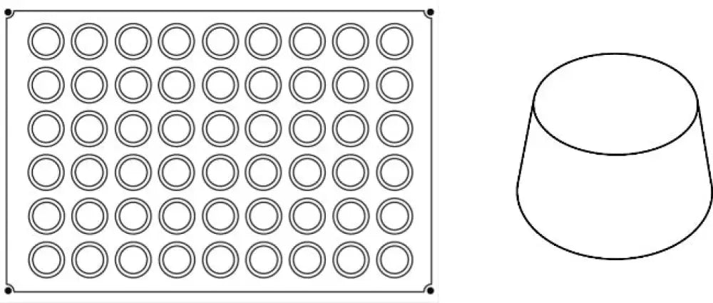 STAMPO PAVOFLEX IN SILICONE MINI MUFFIN 600 X 400 MM - 54 IMPRONTE Ø 50 X H 28 MM - VOL.45 ML - PX005 - PAVONI ITALIA