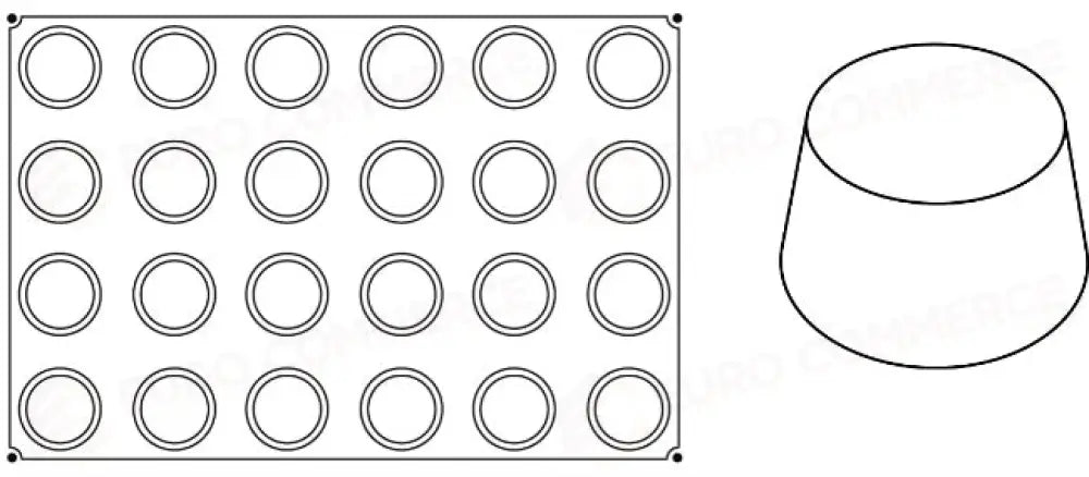 STAMPO PAVOFLEX IN SILICONE MUFFIN 600 X 400 MM - 24 IMPRONTE Ø 70 X H 40 MM - VOL.130 ML - PX002 - PAVONI ITALIA