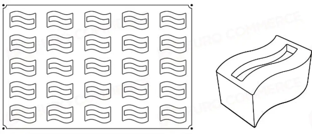 STAMPO PAVOFLEX IN SILICONE ONDINA 600 X 400 MM - 25 IMPRONTE 80 X 45 X H 40 MM - VOL.130 ML - PX023 - PAVONI ITALIA