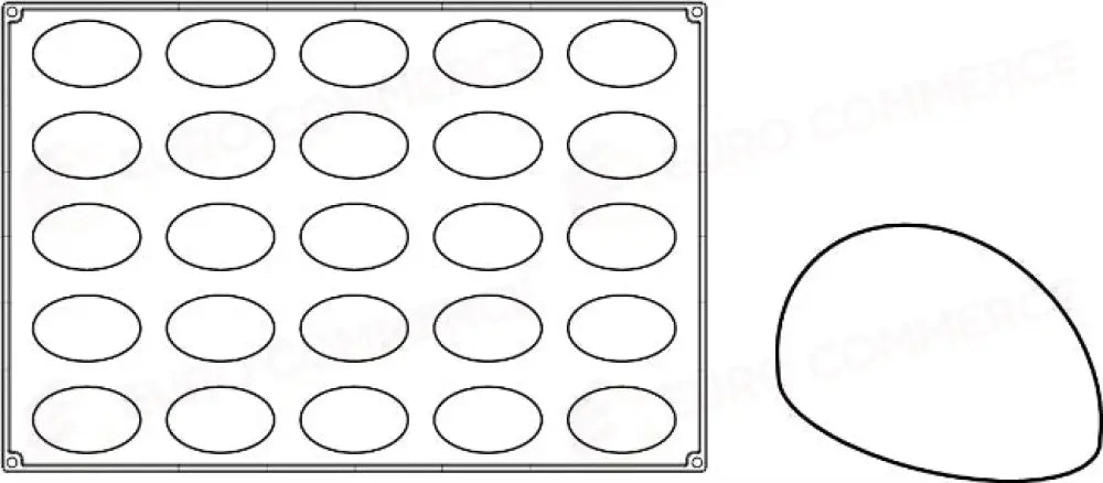STAMPO PAVOFLEX IN SILICONE OVAL 600 X 400 MM - 25 IMPRONTE 85 X 50 X H 43 MM - VOL.100 ML - PX067 - PAVONI ITALIA