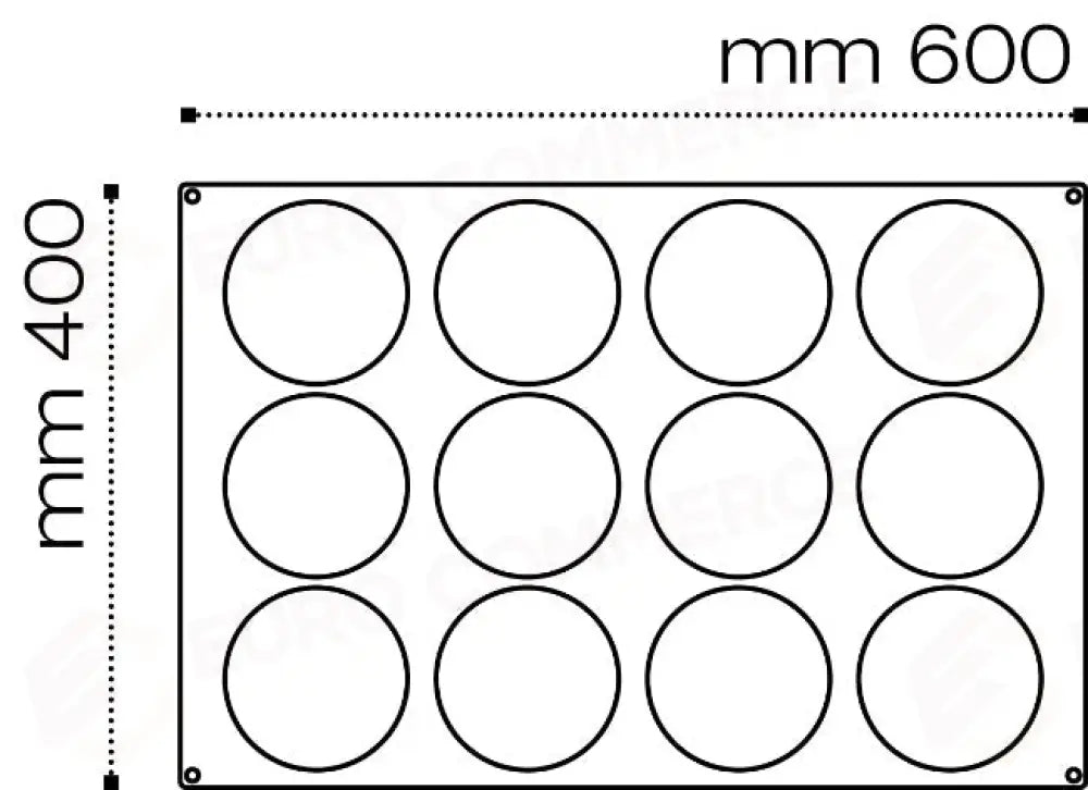 STAMPO PAVOFLEX IN SILICONE PER INSERTI 600 X 400 MM - 12 IMPRONTE Ø 120 X H 30 MM - PX077 - PAVONI ITALIA