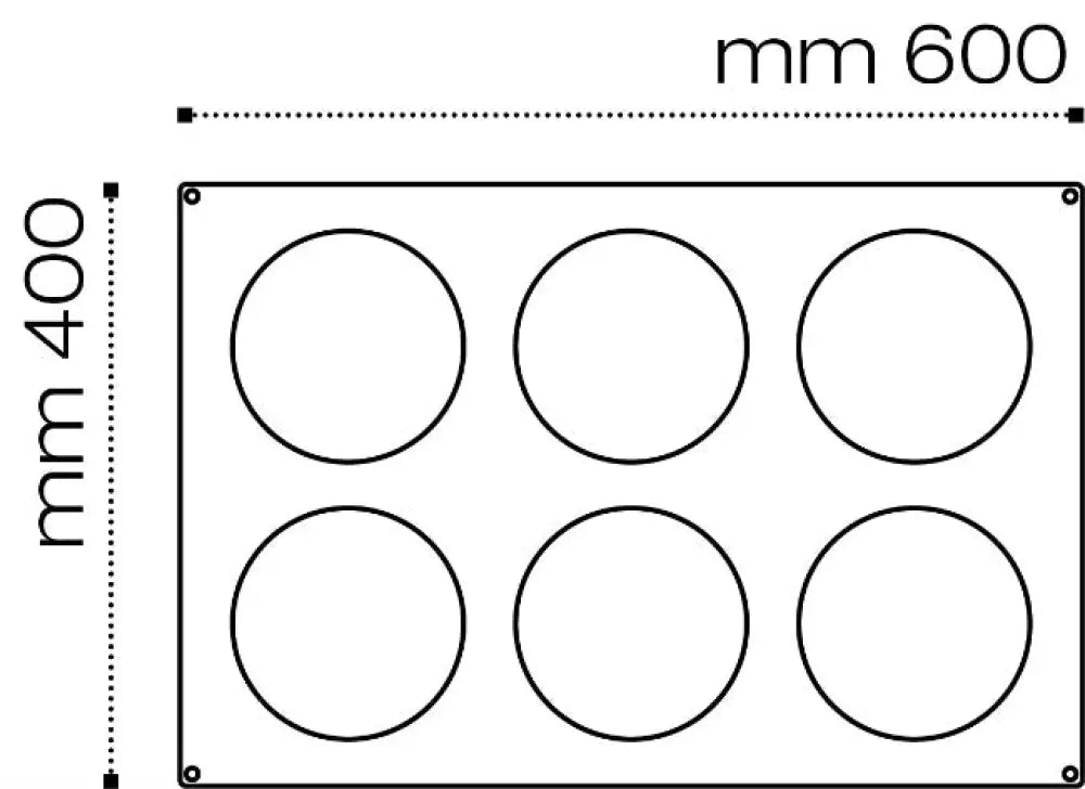 STAMPO PAVOFLEX IN SILICONE PER INSERTI 600 X 400 MM - 6 IMPRONTE Ø 160 X H 30 MM - PX061 - PAVONI ITALIA