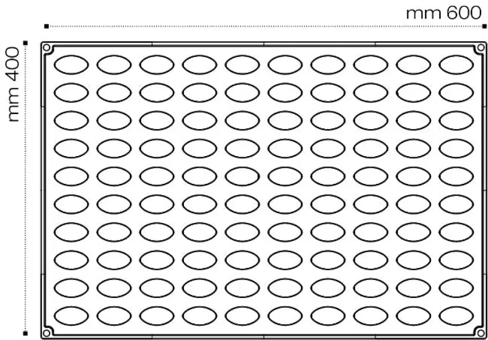 STAMPO PAVOFLEX IN SILICONE QUENELLE 600 X 400 MM - 100 IMPRONTE 42 X 20 X H 20 MM - VOL.8 ML - PX072 - PAVONI ITALIA