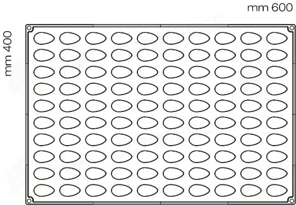 STAMPO PAVOFLEX IN SILICONE QUENELLE 600 X 400 MM - 100 IMPRONTE 42 X 22 X H 17 MM - VOL.9 ML - PX074 - PAVONI ITALIA