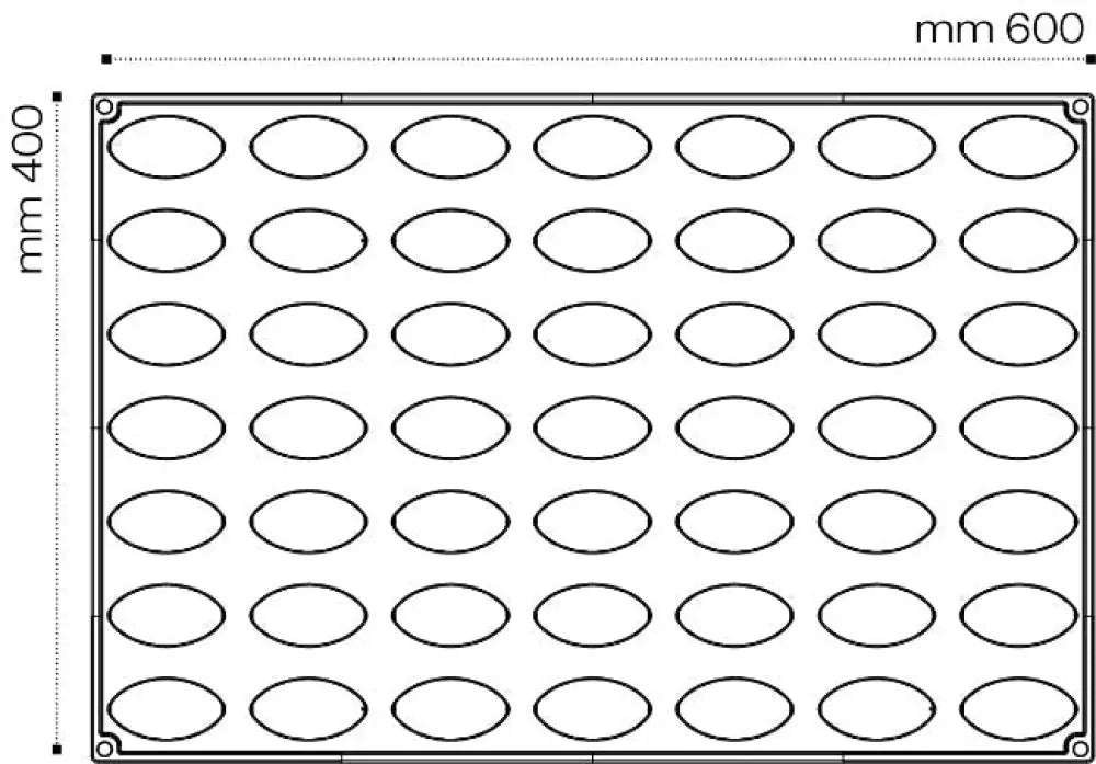 STAMPO PAVOFLEX IN SILICONE QUENELLE 600 X 400 MM - 49 IMPRONTE 66 X 33 X H 30 MM - VOL.32 ML - PX071 - PAVONI ITALIA