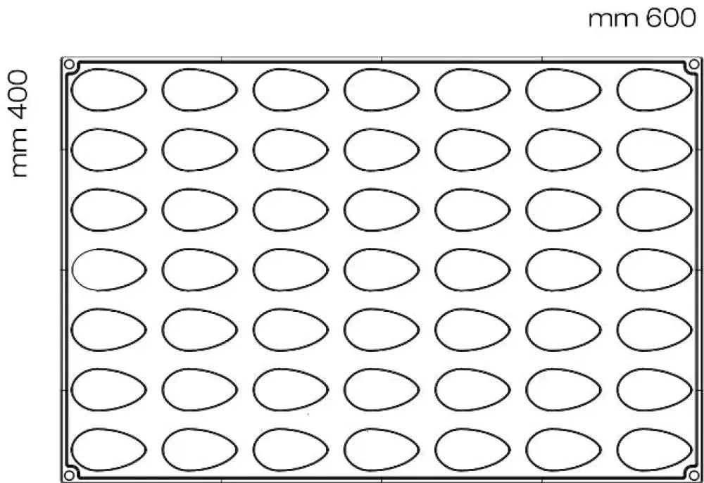 STAMPO PAVOFLEX IN SILICONE QUENELLE 600 X 400 MM - 49 IMPRONTE 66 X 35 X H 26 MM - VOL.34 ML - PX073 - PAVONI ITALIA