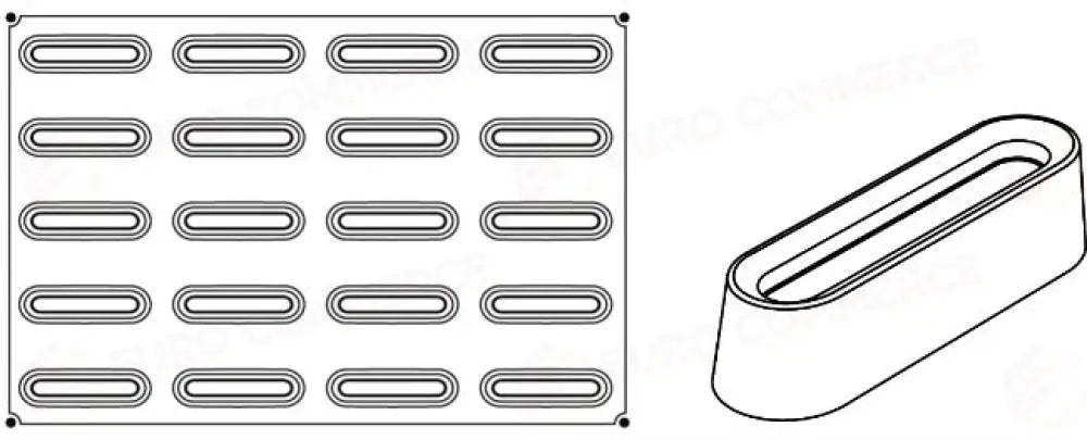 STAMPO PAVOFLEX IN SILICONE ROUND 600 X 400 MM - 20 IMPRONTE 123 X 35 X H 32 MM - VOL.100 ML - PX036 - PAVONI ITALIA