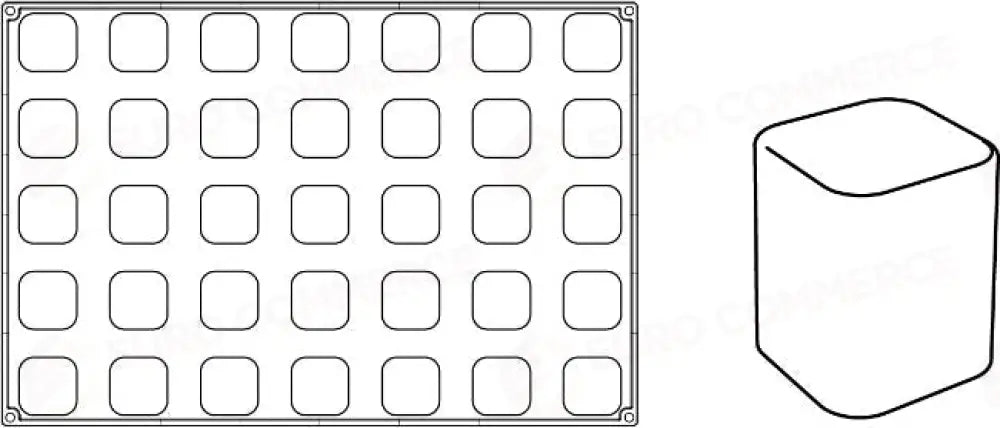 STAMPO PAVOFLEX IN SILICONE TANGO 600 X 400 MM - 35 IMPRONTE 50 X 50 X H 58 MM - VOL.130 ML - PX070 - PAVONI ITALIA