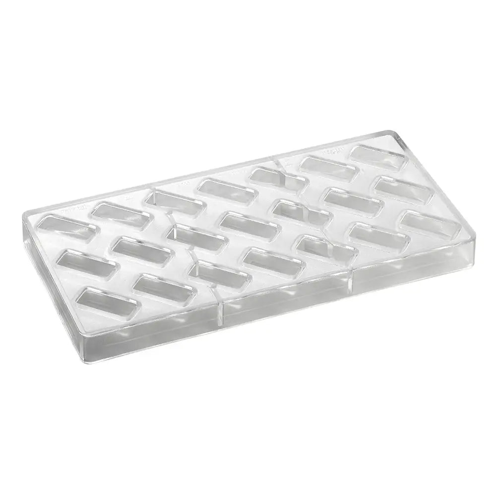 STAMPO PER PRALINE RETTANGOLARI ARTISANAL MM 275X135 21 PEZZI RETTANGOLARE LISCIA MM 37X16X14 H - VOL. 10 GR - PC114FR