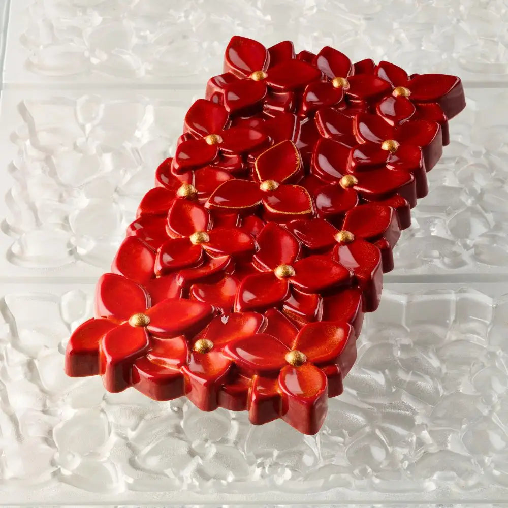 STAMPO PER TAVOLETTE IN CIOCCOLATO BOUQUET LIUDMILA PASCUROVA - MM 154X77X11 H VOL. ~ 100 G 3 IMPRONTE - DIM STAMPO MM