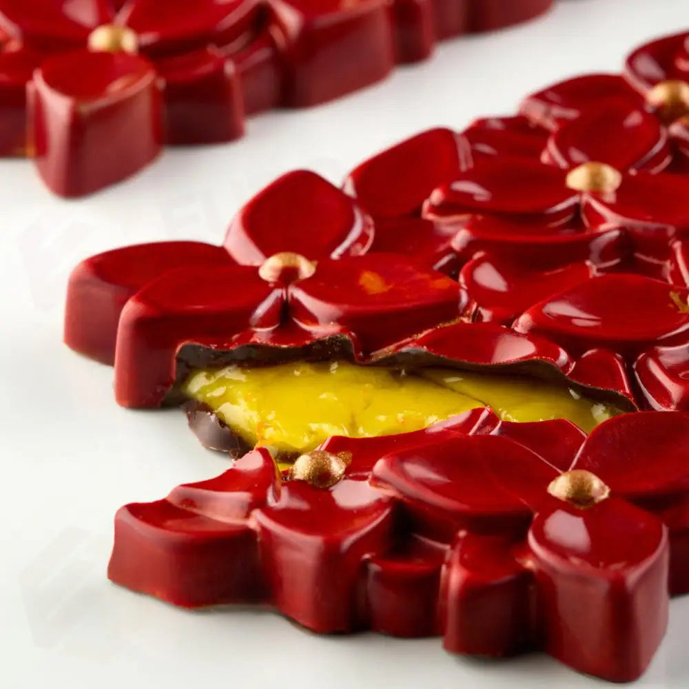 STAMPO PER TAVOLETTE IN CIOCCOLATO BOUQUET LIUDMILA PASCUROVA - MM 154X77X11 H VOL. ~ 100 G 3 IMPRONTE - DIM STAMPO MM