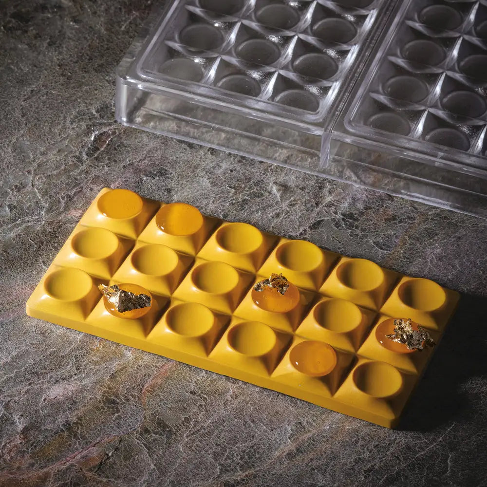 STAMPO PER TAVOLETTE IN CIOCCOLATO BRICKS FIORANI - MM 154X77X9 H VOL. ~ 100 G 3 IMPRONTE - DIM STAMPO MM 275X175
