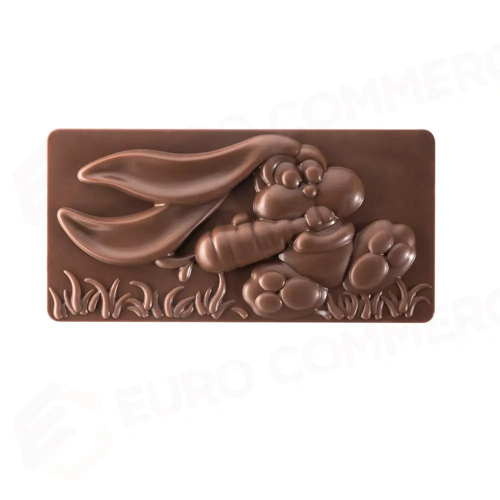 STAMPO PER TAVOLETTE IN CIOCCOLATO EASTER BUNNY FIORANI - MM 154X72XH 13 VOL. ~ 100 G 3 IMPRONTE - DIM STAMPO MM