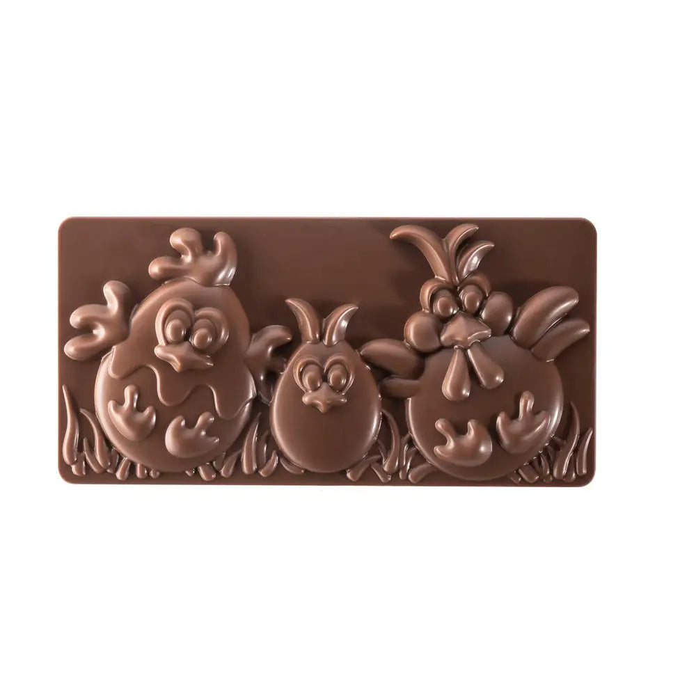 STAMPO PER TAVOLETTE IN CIOCCOLATO EASTER FRIENDS FIORANI - MM 154X72XH 15 VOL. ~ 100 G 3 IMPRONTE - DIM STAMPO MM