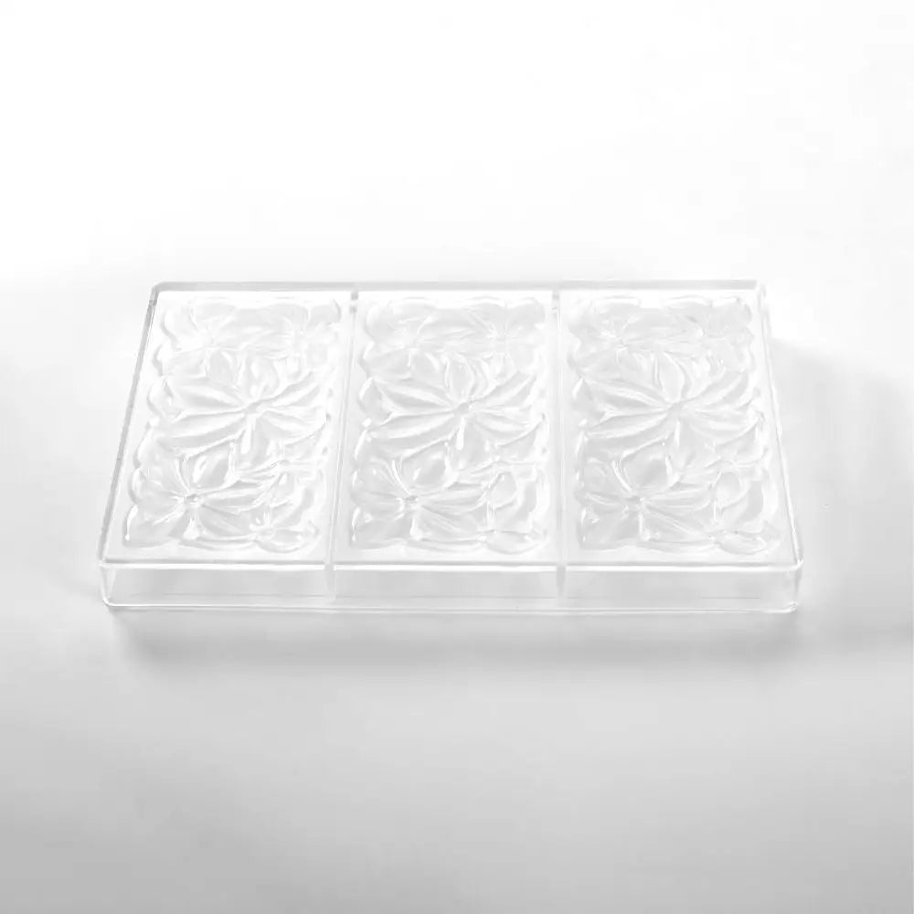 STAMPO PER TAVOLETTE IN CIOCCOLATO FLORA LIUDMILA PASCUROVA - MM 154X77X11 H VOL. ~ 100 G 3 IMPRONTE - DIM STAMPO MM