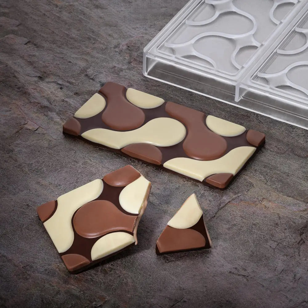 STAMPO PER TAVOLETTE IN CIOCCOLATO FLOW VALLÈE - MM 154X77X8 H ~ 100 G 3 IMPRONTE - DIM STAMPO MM 275X175 - PC5007FR