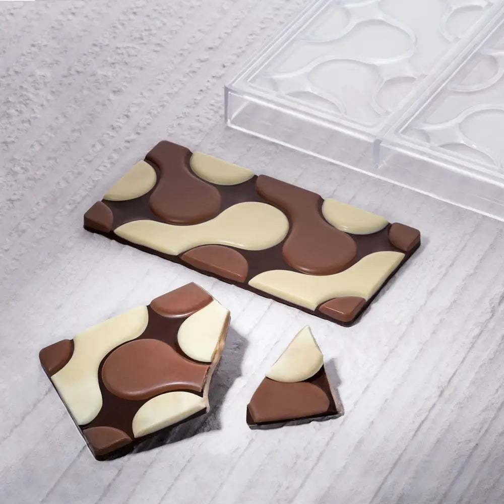 STAMPO PER TAVOLETTE IN CIOCCOLATO FLOW VALLÈE - MM 154X77X8 H ~ 100 G 3 IMPRONTE - DIM STAMPO MM 275X175 - PC5007FR
