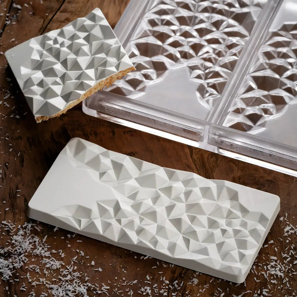 STAMPO PER TAVOLETTE IN CIOCCOLATO FRAGMENT VALLÈE - MM 155X77X10 H VOL. ~ 100 G 3 IMPRONTE - DIM STAMPO MM 275X175