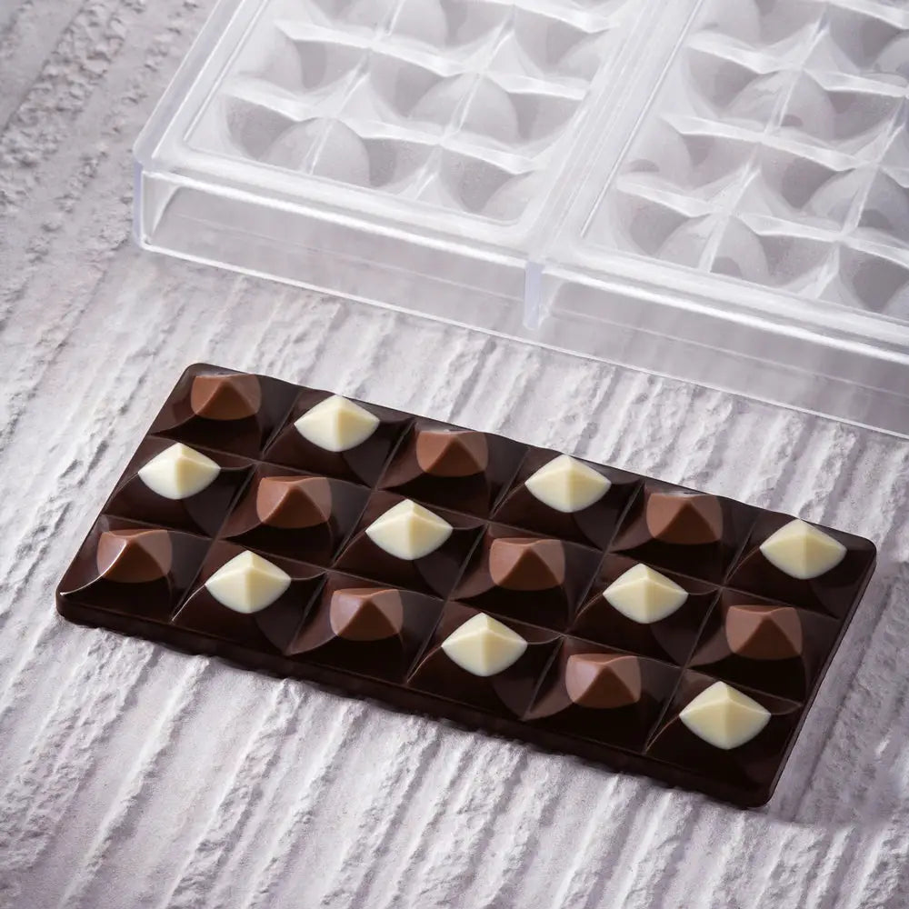 STAMPO PER TAVOLETTE IN CIOCCOLATO MOULIN VALLÈE - MM 154X77X14 H ~ 100 G 3 IMPRONTE - DIM STAMPO MM 275X175 - PC5009FR
