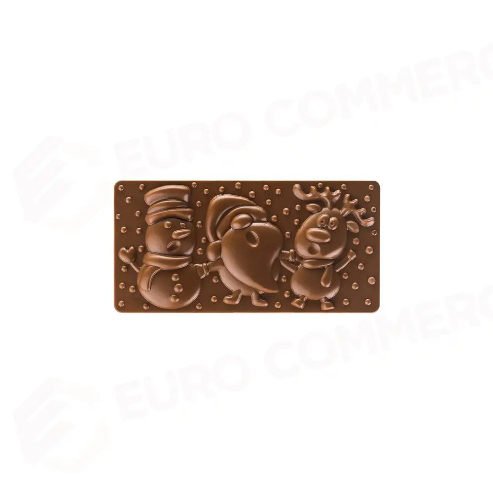 STAMPO PER TAVOLETTE IN CIOCCOLATO XMAS FRIENDS FIORANI - MM 154X77XH 13 VOL. ~ 100 G 3 IMPRONTE - DIM STAMPO MM