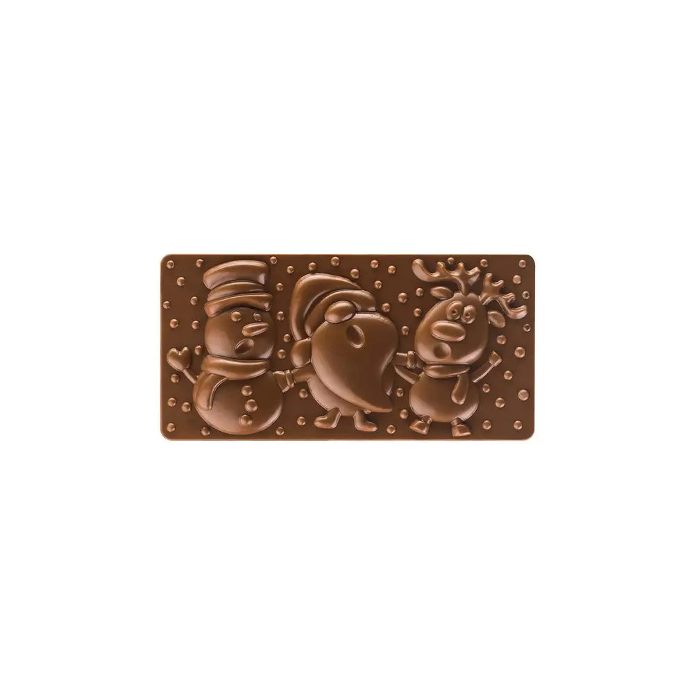STAMPO PER TAVOLETTE IN CIOCCOLATO XMAS FRIENDS FIORANI - MM 154X77XH 13 VOL. ~ 100 G 3 IMPRONTE - DIM STAMPO MM