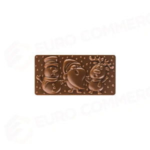 STAMPO PER TAVOLETTE IN CIOCCOLATO XMAS FRIENDS FIORANI - MM 154X77XH 13 VOL. ~ 100 G 3 IMPRONTE - DIM STAMPO MM
