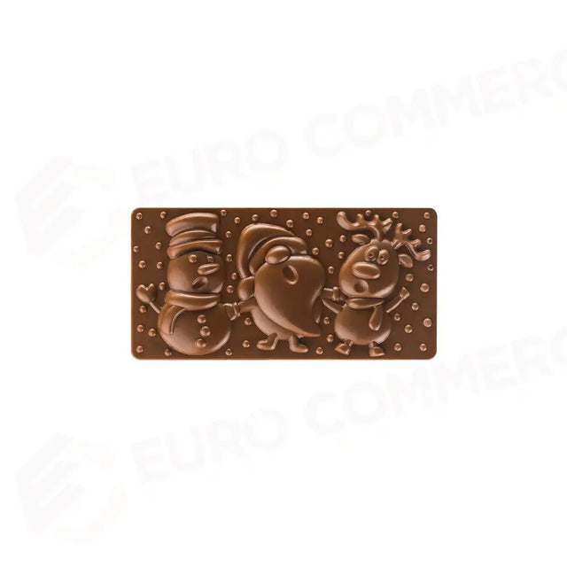 STAMPO PER TAVOLETTE IN CIOCCOLATO XMAS FRIENDS FIORANI - MM 154X77XH 13, VOL. ~ 100 G, 3 IMPRONTE - DIM STAMPO MM 275X175 - PC5039FR - PAVONI ITALIA