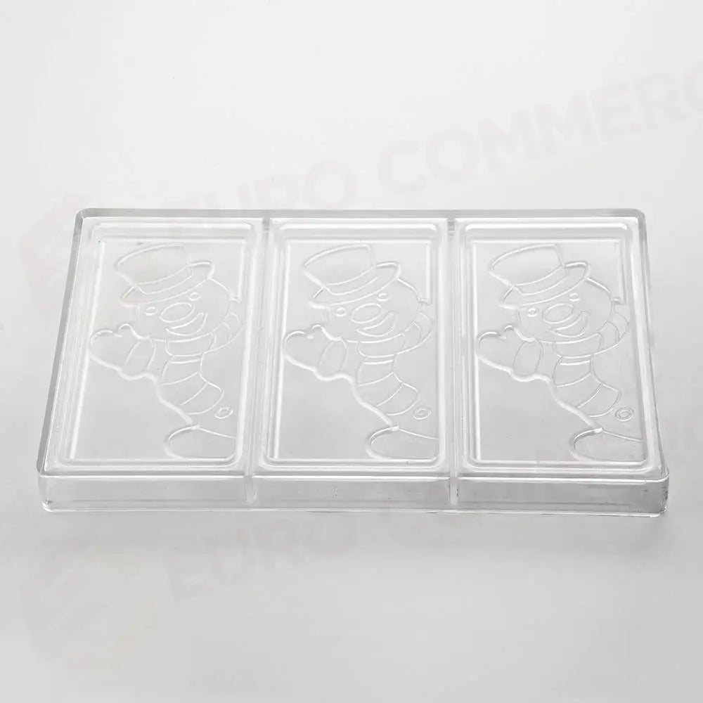 STAMPO PER TAVOLETTE IN CIOCCOLATO XMAS SNOWMAN FABRIZIO FIORANI - MM 154X77X9 H VOL. ~ 100 G 3 IMPRONTE - DIM STAMPO