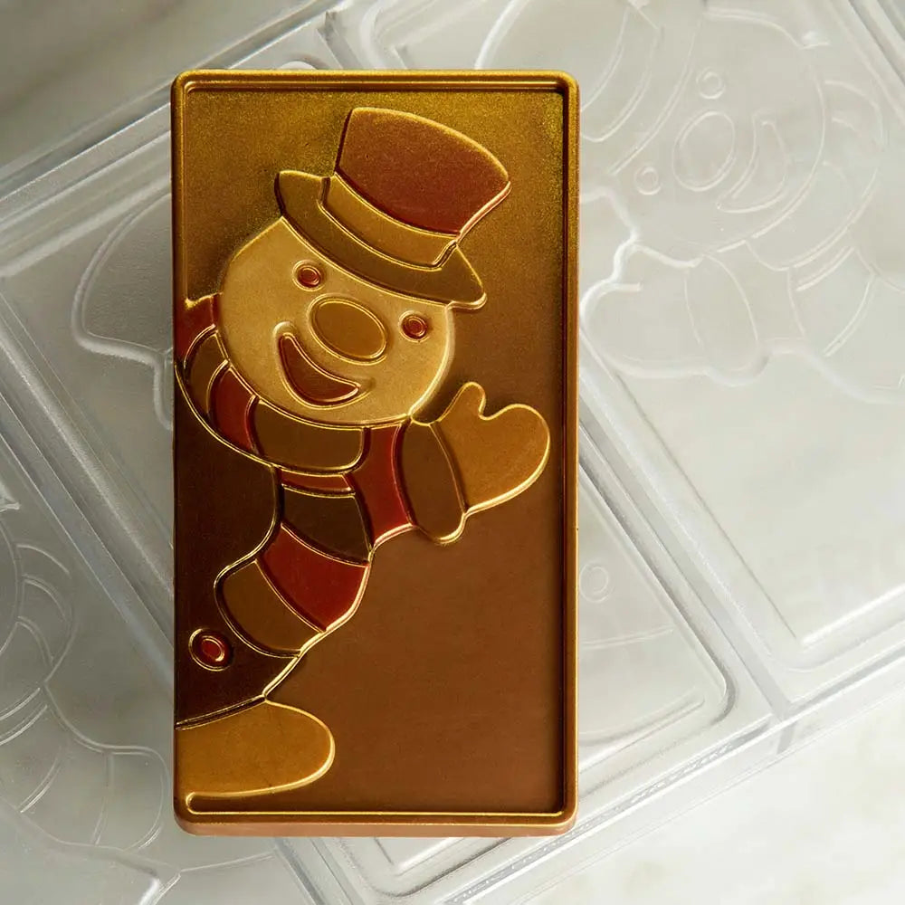 STAMPO PER TAVOLETTE IN CIOCCOLATO XMAS SNOWMAN FABRIZIO FIORANI - MM 154X77X9 H VOL. ~ 100 G 3 IMPRONTE - DIM STAMPO