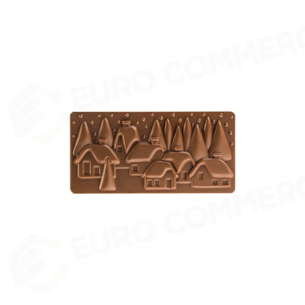 STAMPO PER TAVOLETTE IN CIOCCOLATO XMAS VILLAGE FIORANI - MM 154X77XH 10 VOL. ~ 100 G 3 IMPRONTE - DIM STAMPO MM