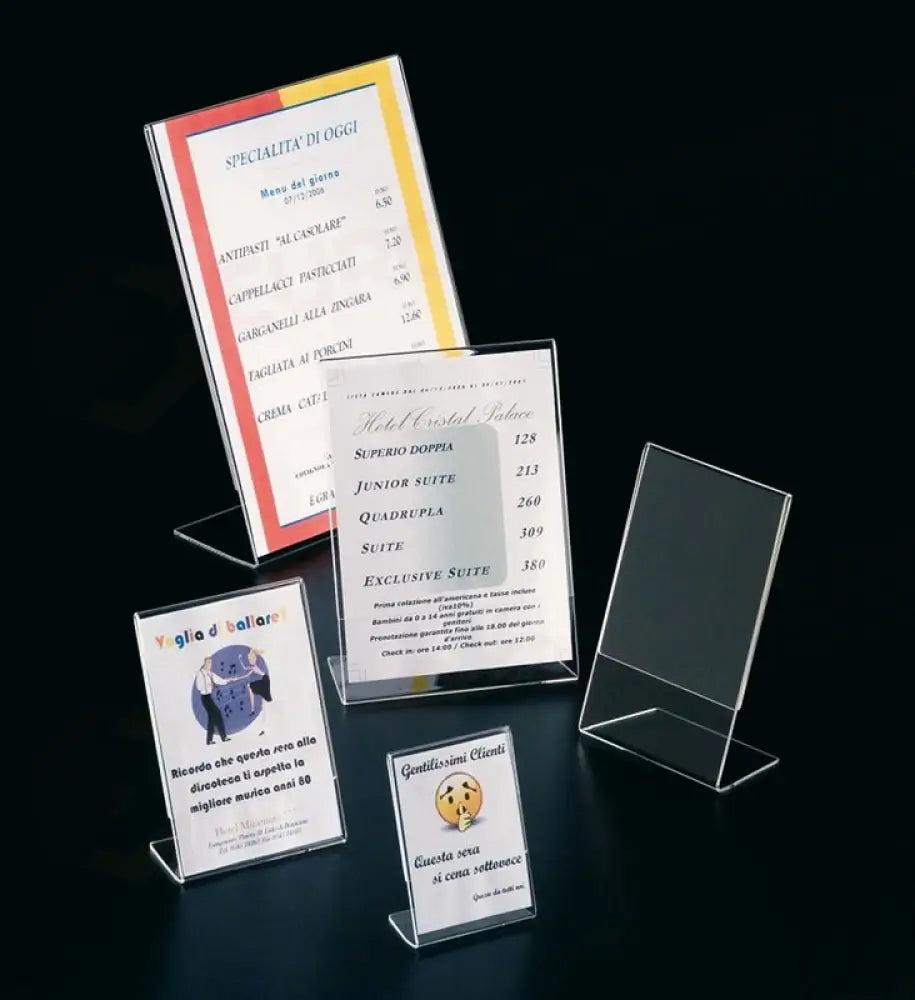 SUPPORTO A ’L’ TRASPARENTE - 21X29,7 CM - T5234 - LEONE - ESPOSITORI PLEXIGLASS