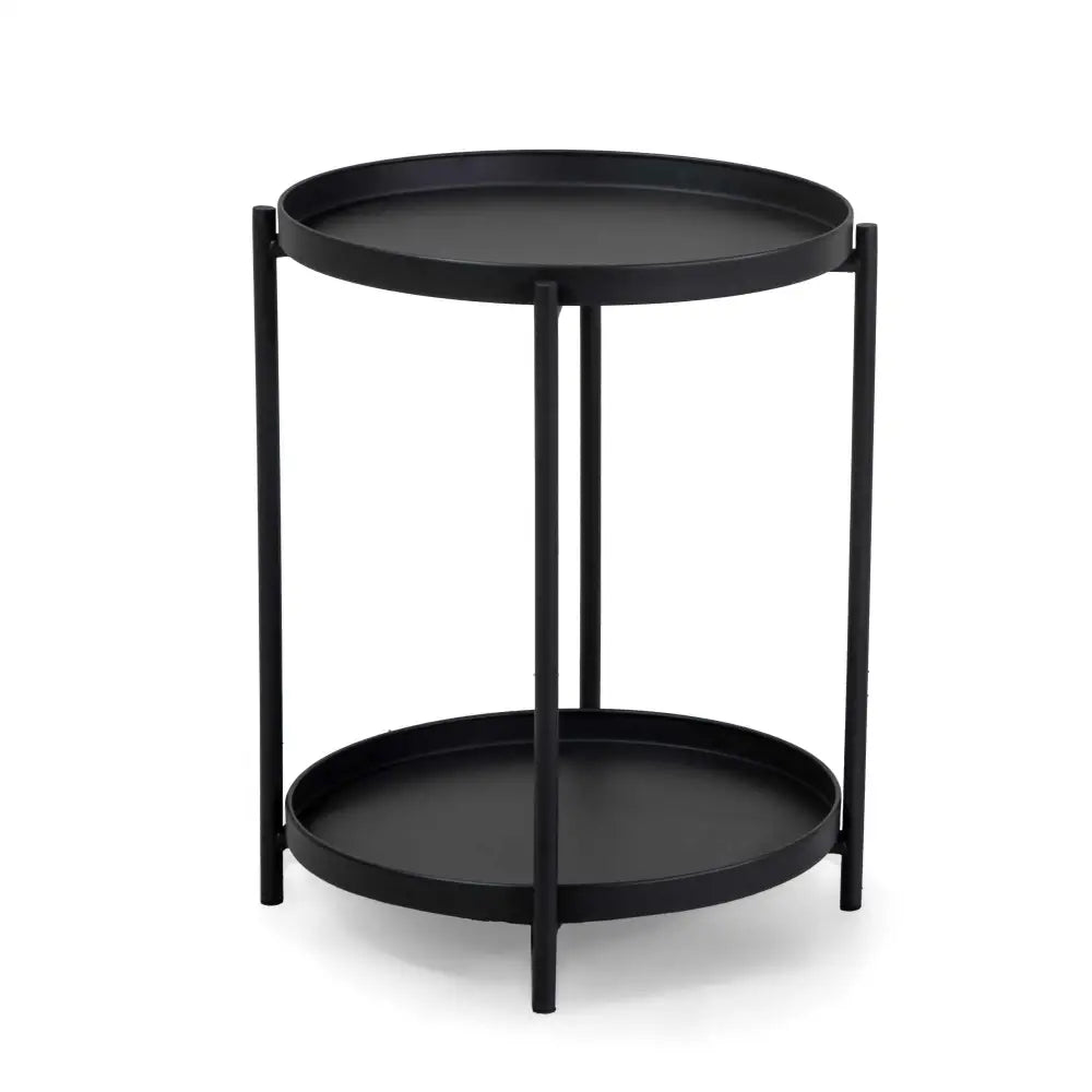 TAVOLINO METALLO HIRO ANTRACITE TONDO 2PIANI CM Ø40H50 - 6472750000 - VACCHETTI