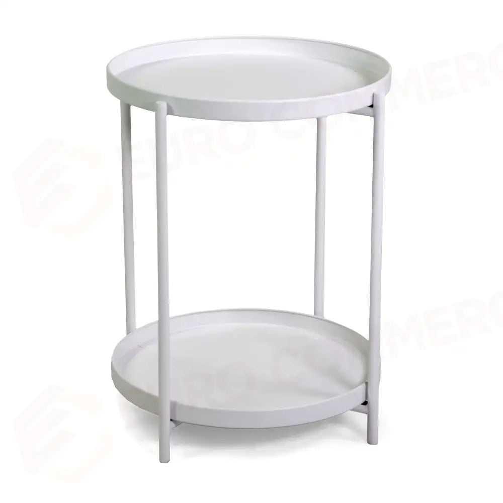 TAVOLINO METALLO HIRO BIANCO TONDO 2 PIANI CM Ø40H50 - 6468120000 - VACCHETTI