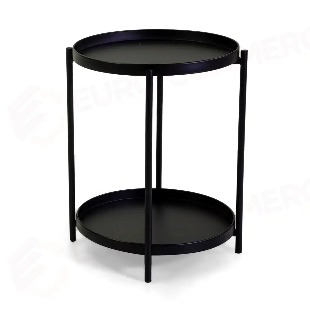 TAVOLINO METALLO HIRO NERO TONDO 2 PIANI CM Ø40H50 - 6465580000 - VACCHETTI