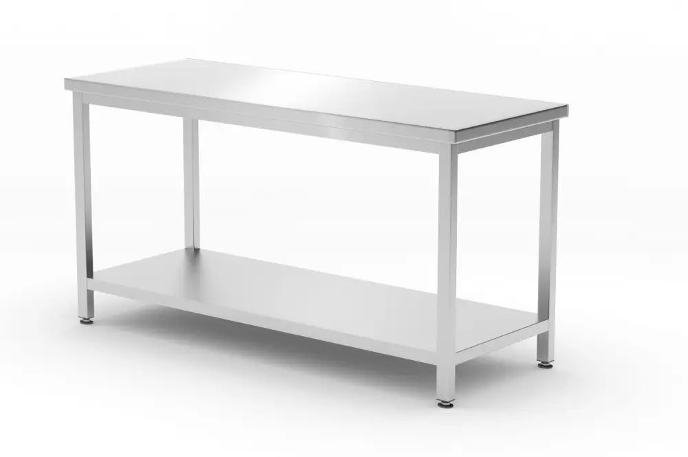 TAVOLO CENTRALE CON RIPIANO – BULLONATO PROFONDITÀ 600 MM PROFI LINE 1600X600X(H)850MM - HENDI