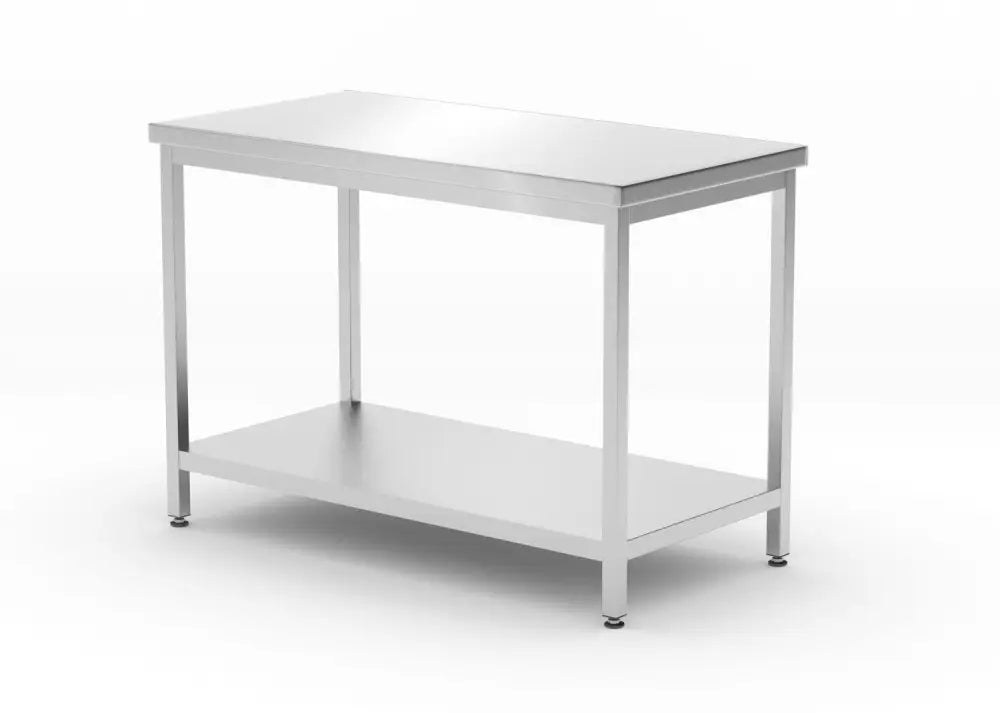 TAVOLO CENTRALE CON RIPIANO – BULLONATO PROFONDITÀ 600 MM PROFI LINE 1200X600X(H)850MM - HENDI