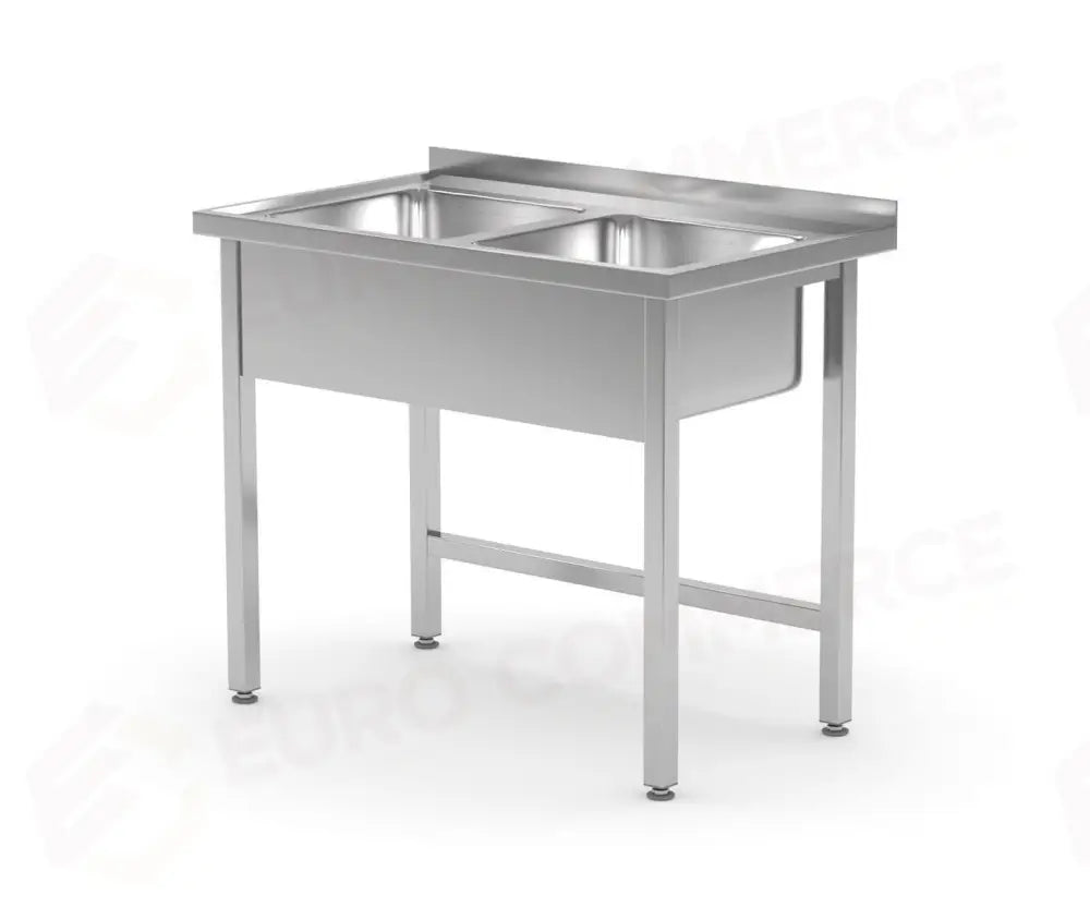 TAVOLO CON 2 LAVANDINI – SALDATO KITCHEN LINE 1000X600X(H)850MM - HENDI