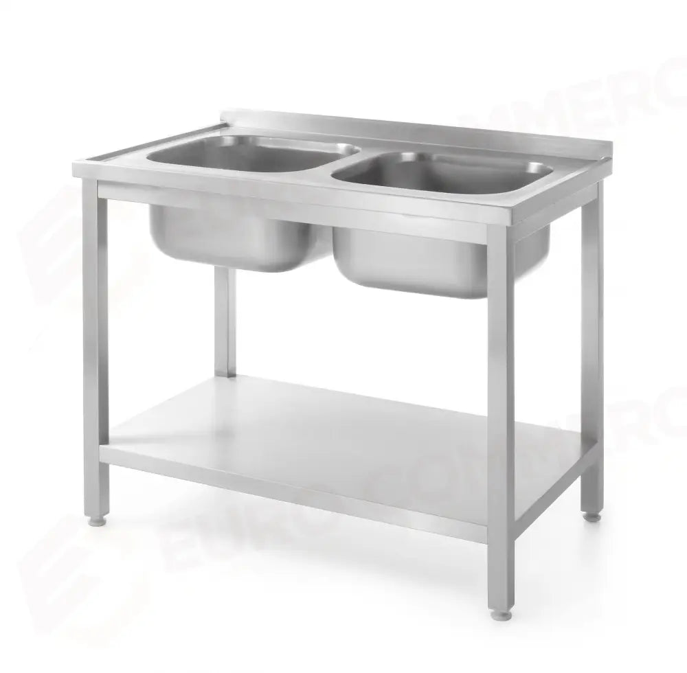 TAVOLO CON 2 LAVELLI RIPIANO - BULLONATO HENDI PROFI LINE 1000X700X(H)850MM - 812969