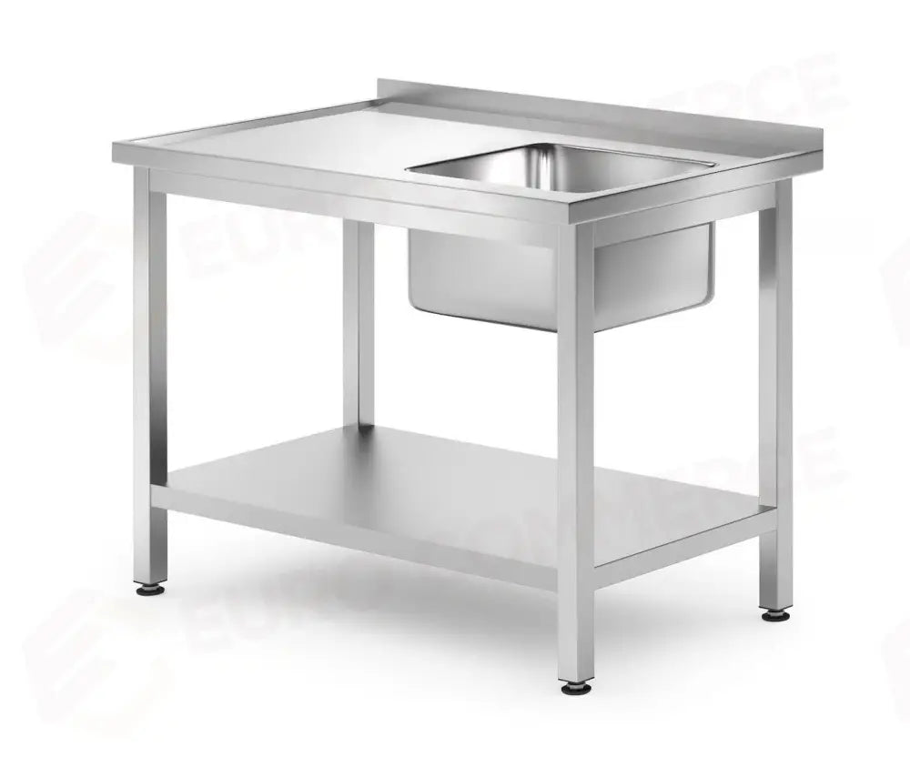 TAVOLO CON LAVELLO CON RIPIANO – BULLONATO PROFONDITÀ 700 MM PROFI LINE DESTRA 1000X700X(- HENDI