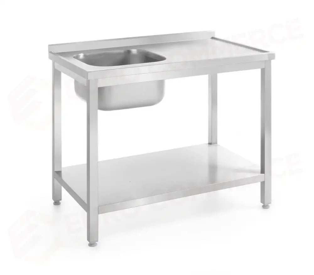 TAVOLO CON LAVELLO CON RIPIANO – BULLONATO PROFONDITÀ 700 MM PROFI LINE SINISTRA 1000X700 - HENDI