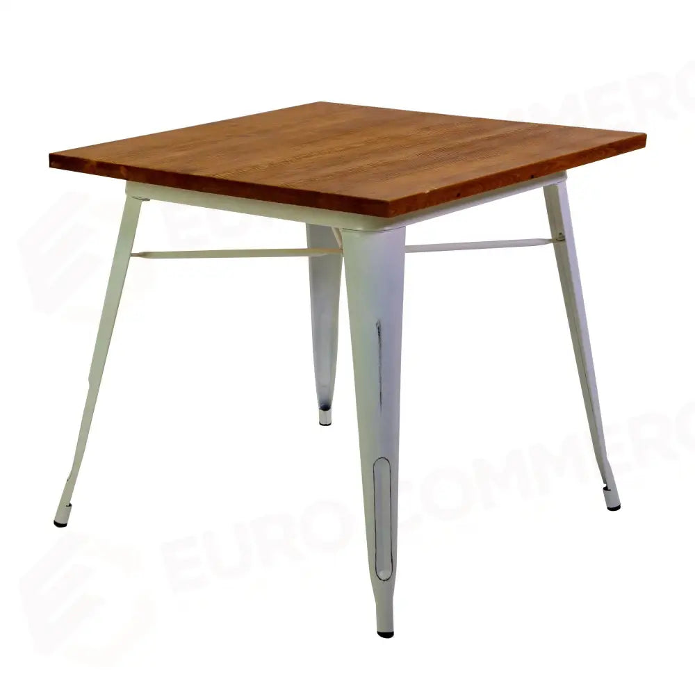 TAVOLO FERRO NEW BRISTOL TOP LEGNO BIANCO ANTICO QUADRO CM80X80H76 - 8042010000 - VACCHETTI