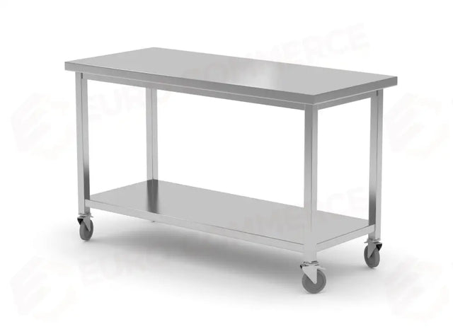 TAVOLO INOX MOBILE CON RIPIANO, HENDI - 815793
