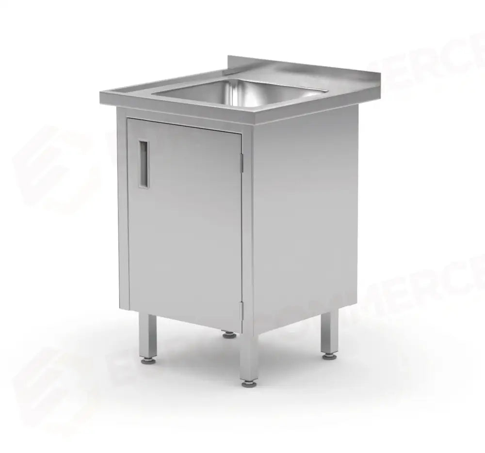 TAVOLO LAVANDINO SALDATO CON ARMADIETTO E PORTE INCERNIERATE HENDI PROFI LINE 600X600X(H)850MM