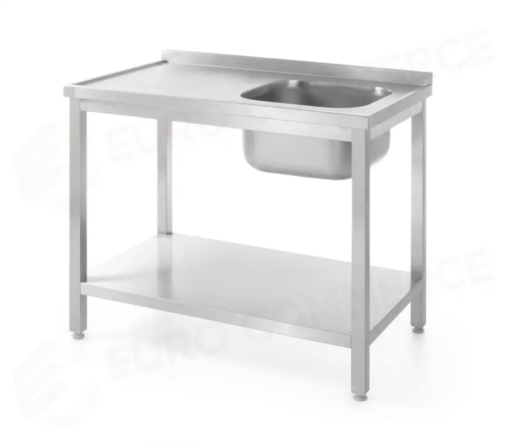TAVOLO LAVELLO CON RIPIANO – BULLONATO PROFONDITÀ 600 MM PROFI LINE LATO DESTRO 1000X600X - HENDI