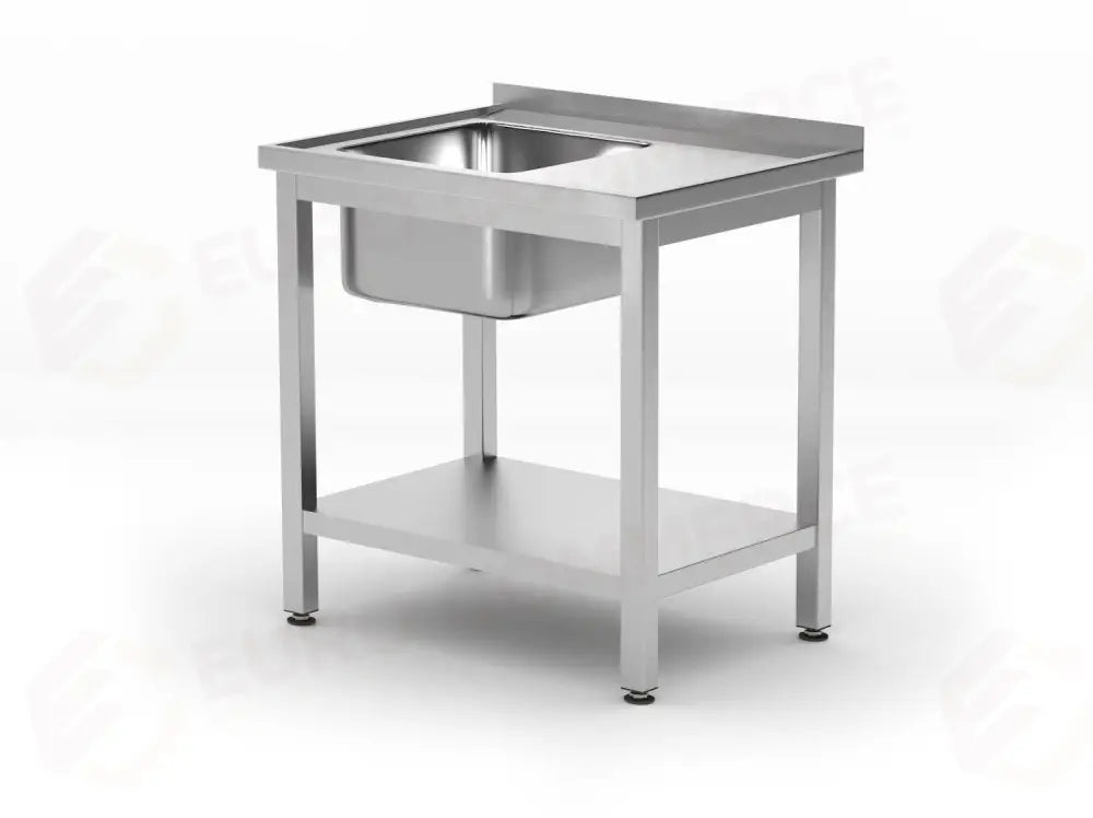 TAVOLO LAVELLO CON RIPIANO – BULLONATO PROFONDITÀ 600 MM PROFI LINE LATO SINISTRO 800X600 - HENDI