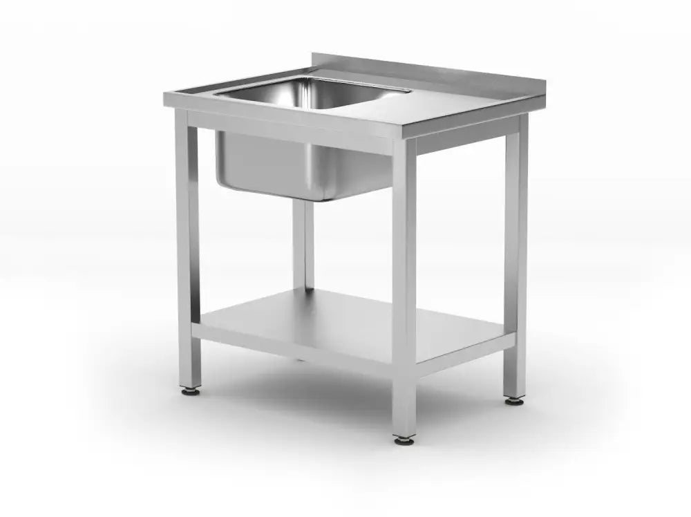 TAVOLO LAVELLO CON RIPIANO – BULLONATO PROFONDITÀ 600 MM PROFI LINE LATO SINISTRO 800X600 - HENDI