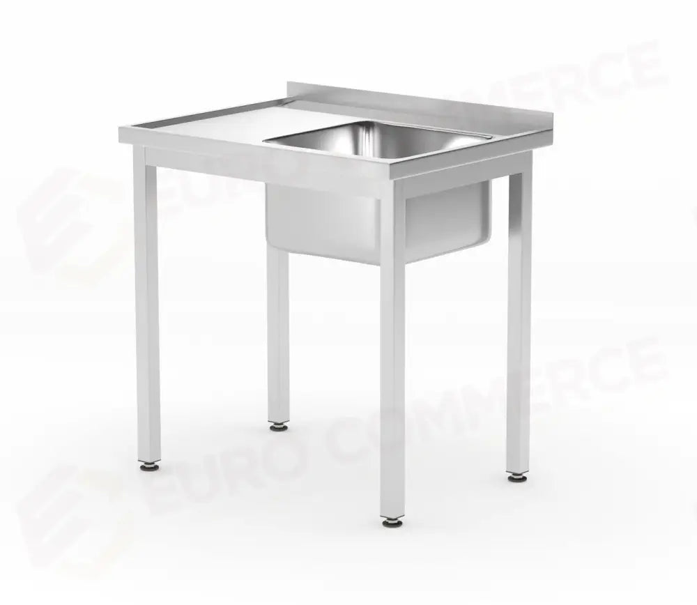TAVOLO LAVELLO CON RIPIANO – BULLONATO PROFONDITÀ 600 MM PROFI LINE LATO DESTRO 800X600X(- HENDI